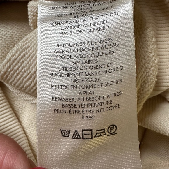 Anthropology Utility Pocket Pullover Sweater Womens Cream Sheer‎ Crew Neck Sz L - Picture 6 of 9